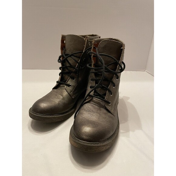 Lucky Brand COMBAT Boots Women Sz 6 METALLIC GOLD/COPPER/BRONZE - Picture 6 of 13